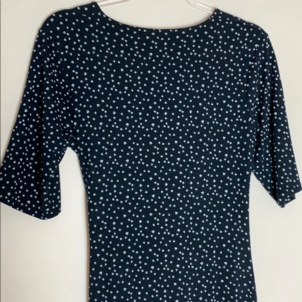 Whistles navy print draped elbow sleeve dress